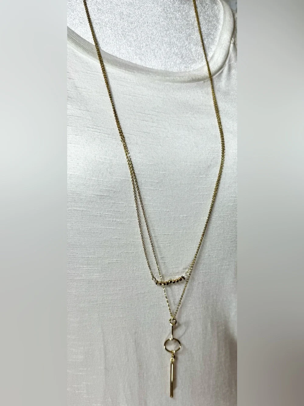 Mixit Delicates Gold Tone Layered Dangle Statement Necklace Long 32